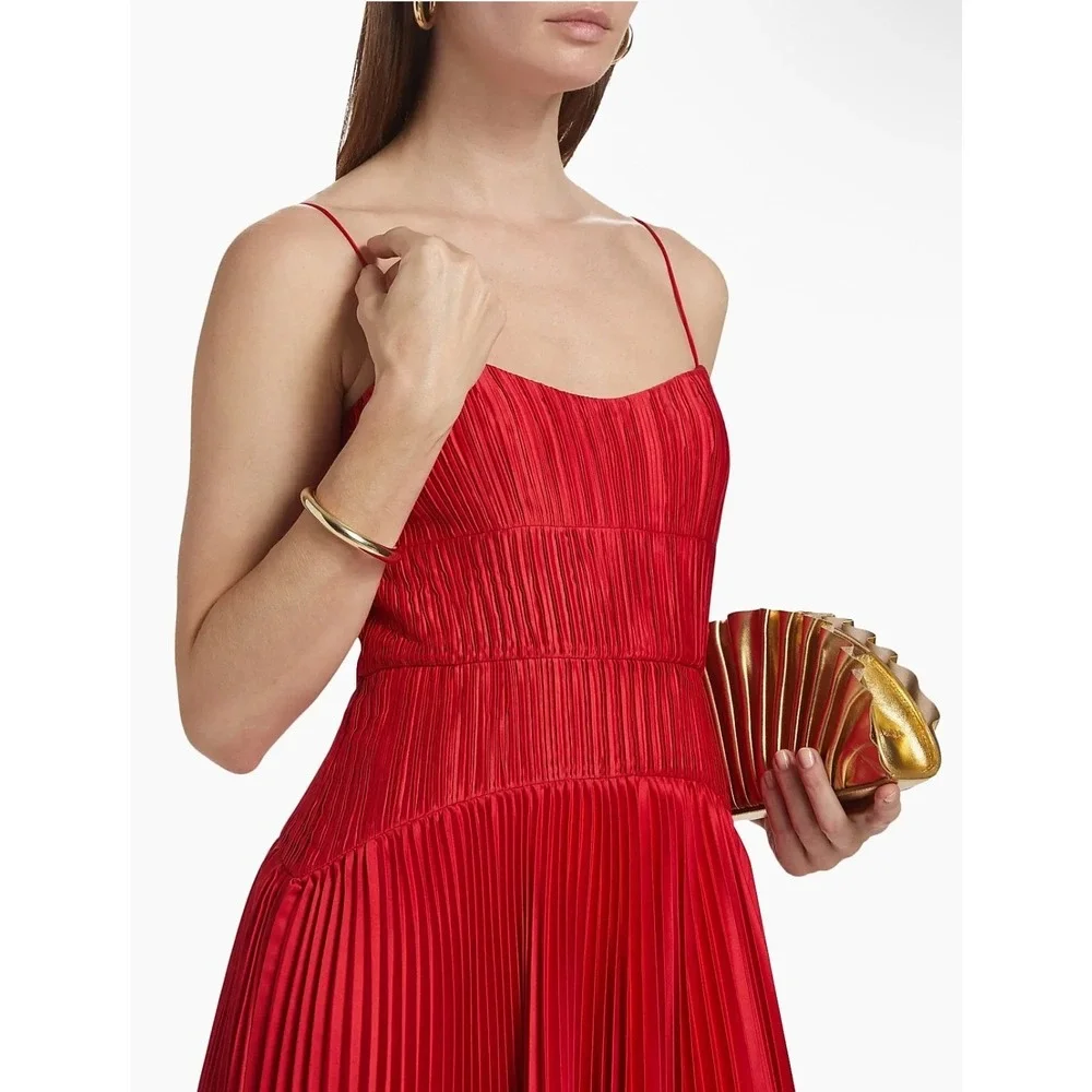 NWT AMUR Cherry Drop Waist Pleated Midi Dress in Red - Size 8‎ - Picture 7 of 16